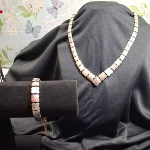Monet Elegant Silver Necklace and Bracelet Set